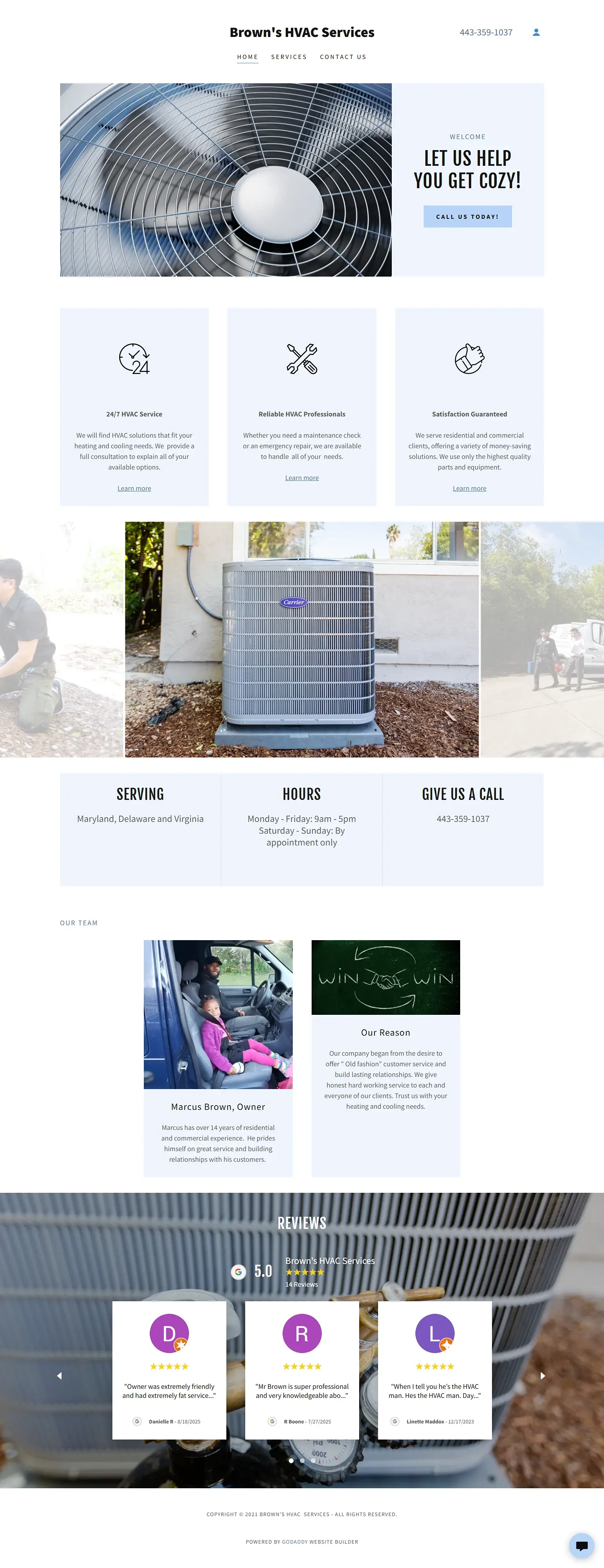 Brown's HVAC Services - HVAC contractor current website hero preview