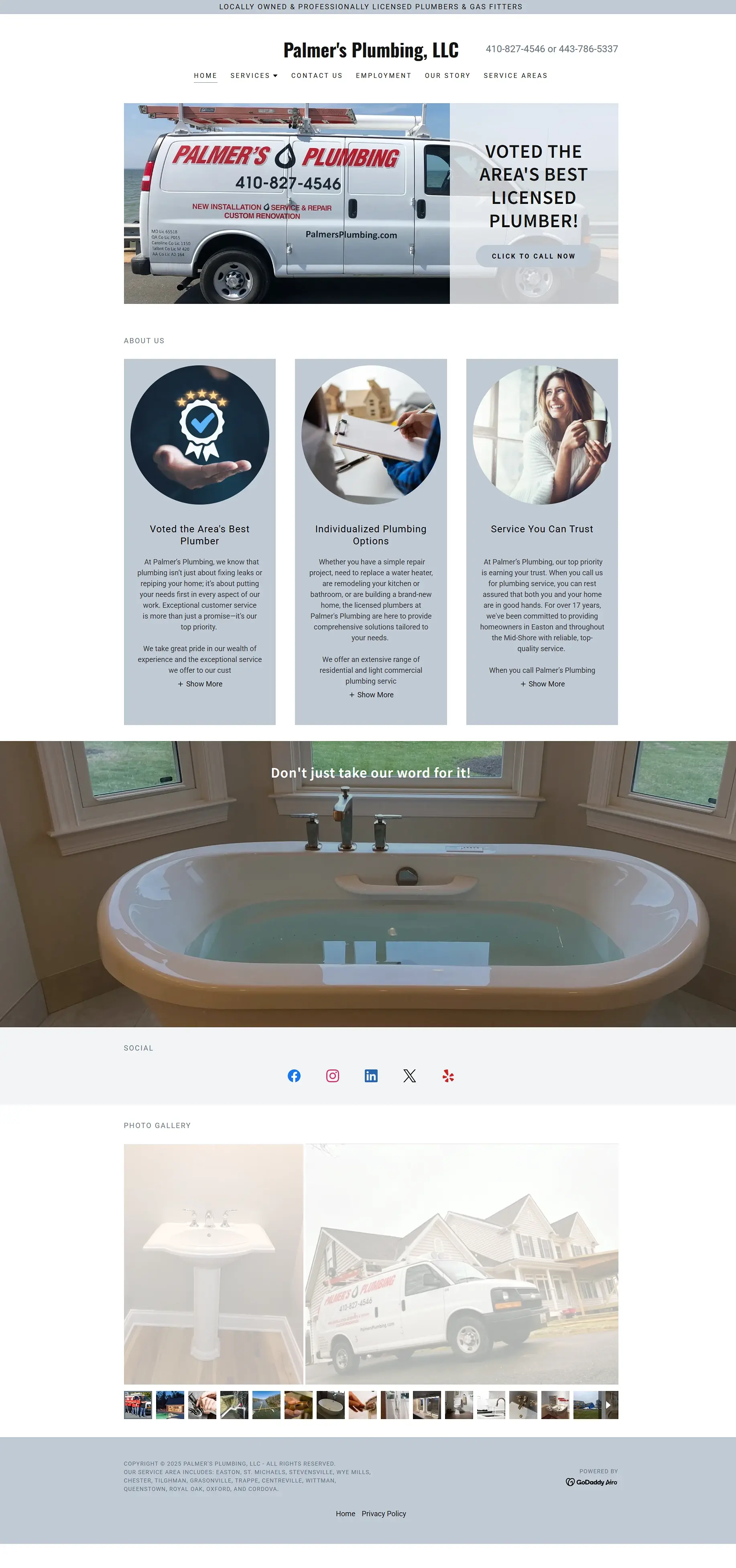 Palmer's Plumbing, LLC - Plumbing contractor current website hero preview
