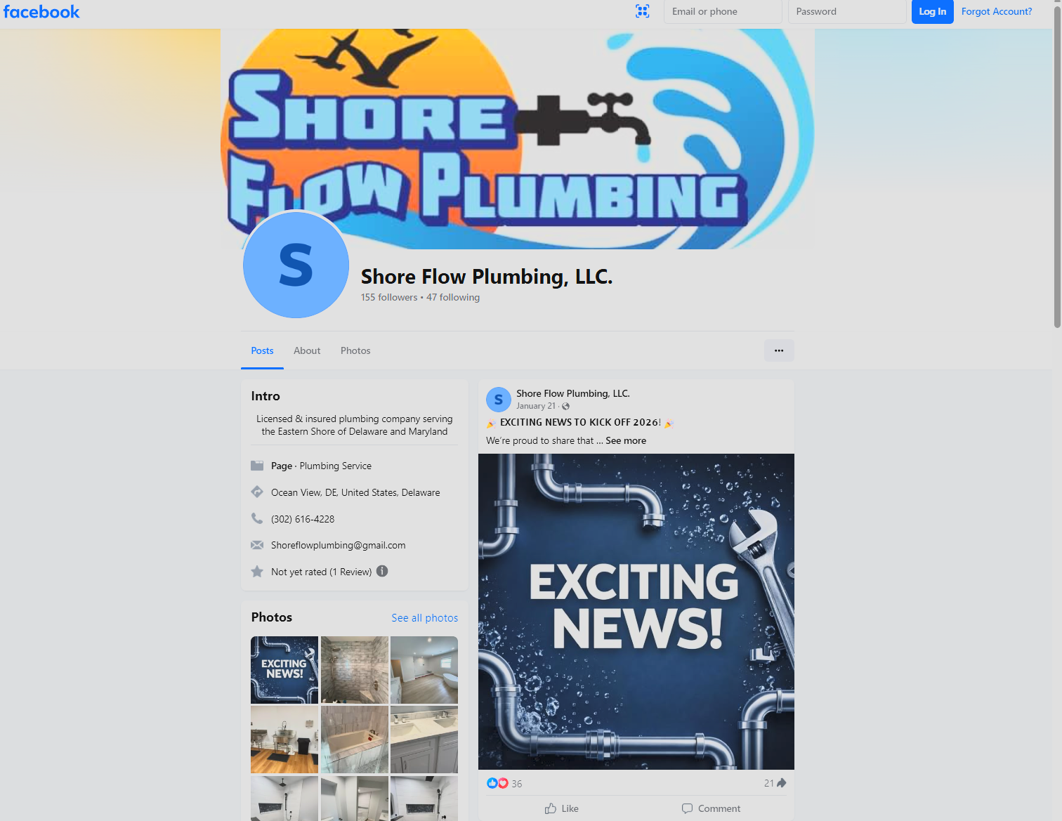 Current Facebook Page screenshot